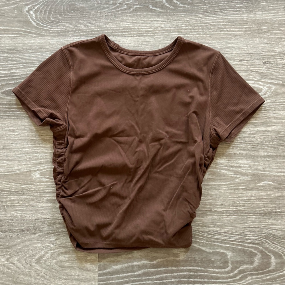 lululemon athletica Brown Short-Sleeve Crop Top